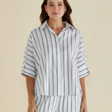Lynwood Linen Shirt - Black/White Stripe