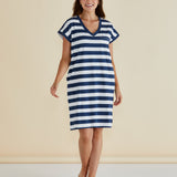 Zena T-Shirt Dress - Navy Bold Stripe