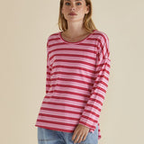 Taylor Tee - Pink/Red Stripe