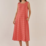 Sabrina Maxi Dress - Pink/Red Stripe