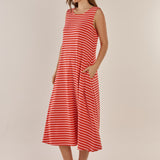 Sabrina Maxi Dress - Pink/Red Stripe