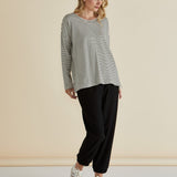 Brixley Long Sleeve Top - Black Stripe
