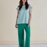 Caia Crew Tee - Green Stripe
