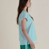 Caia Crew Tee - Green Stripe