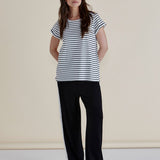 Caia Crew Tee - Black Stripe
