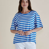 Relax Boxy Tee - Azure Blue Stripe