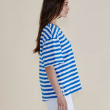 Relax Boxy Tee - Azure Blue Stripe