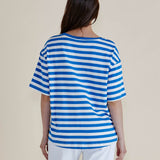 Relax Boxy Tee - Azure Blue Stripe