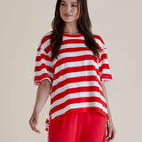 Relax Boxy Tee - Red Stripe