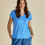 Tracy V-Neck Tee - Powder Blue