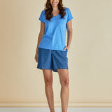 Tracy V-Neck Tee - Powder Blue
