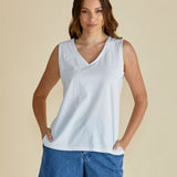 Trinity V-Neck Tank - White