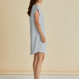 Daphne V-Neck Dress - Black/White Stripe