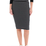 Alicia Midi Skirt - Black / White Stripe