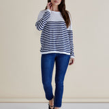 Natasha Knit Top - White/Navy Stripe
