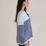 Natasha Knit Top - White/Navy Stripe