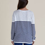 Natasha Knit Top - White/Navy Stripe