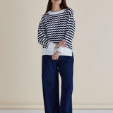 Ember Knit Jumper - Navy Wave Stripe