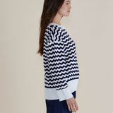 Ember Knit Jumper - Navy Wave Stripe