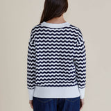 Ember Knit Jumper - Navy Wave Stripe