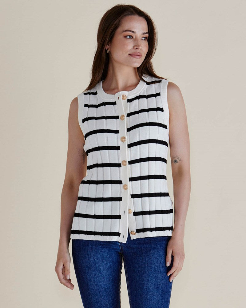 Nicollete Knit Vest - Black Stripe