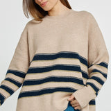 Camryn Sweater - Navy/Cream/Gold Stripe