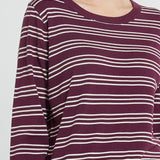 Lenore Sweater - Wine/Pink Stripe
