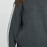 Contrast Stitch Sweater - Charcoal