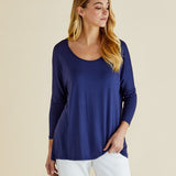 Milan 3/4 Sleeve Top - Navy
