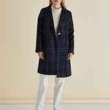 Genevieve Coat - Gold/Navy Check