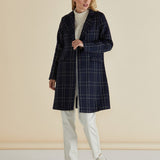 Genevieve Coat - Gold/Navy Check