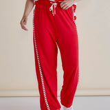 Evelyn Wide Leg Jogger - Red Trim