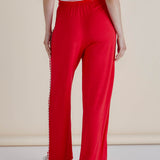 Evelyn Wide Leg Jogger - Red Trim