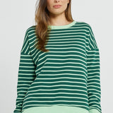 Tide Sweatshirt - Dark Green/Green Stripe