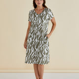 Elwood Dress - Olive Geometric Print