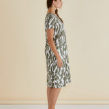 Elwood Dress - Olive Geometric Print
