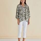 Grazia Blouse - Olive Geometric Print