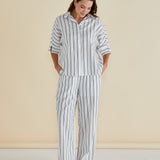 Lynwood Linen Shirt - Black/White Stripe
