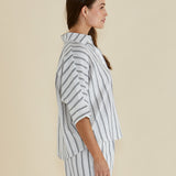 Lynwood Linen Shirt - Black/White Stripe
