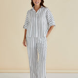 Lynwood Linen Shirt - Black/White Stripe