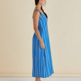 Tegan Midi Dress - Blue Stripe
