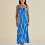 Tegan Midi Dress - Blue Stripe