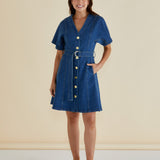 Fiori Denim Dress - Mid Wash