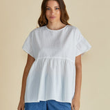 Poppy Blouse - White Gingham