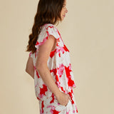 Lyra Blouse - Red Floral Print