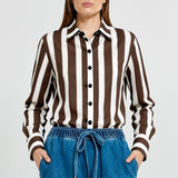 Coco Stripe Shirt - Choc Pink Stripe