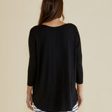 Milan 3/4 Sleeve Top - Black