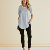 Ariana Tee - White / Black Stripe