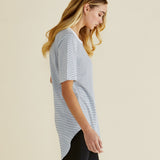 Ariana Tee - White / Black Stripe