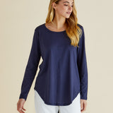 Megan Long Sleeve Top - Navy